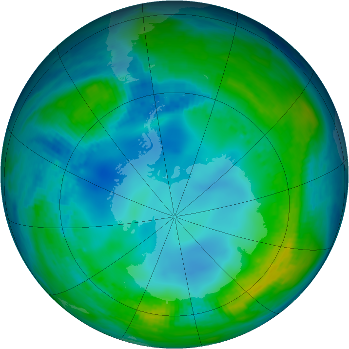 Antarctic ozone map for 17 May 1990